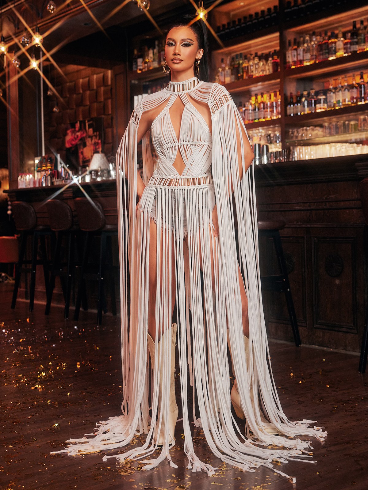 Oryxalis Püsküllü Örgü Kaplama Elbise