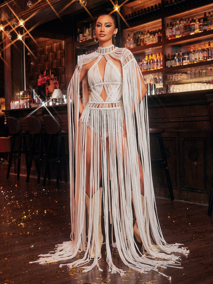 Oryxalis Püsküllü Örgü Kaplama Elbise