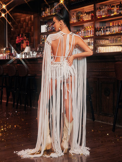 Oryxalis Püsküllü Örgü Kaplama Elbise