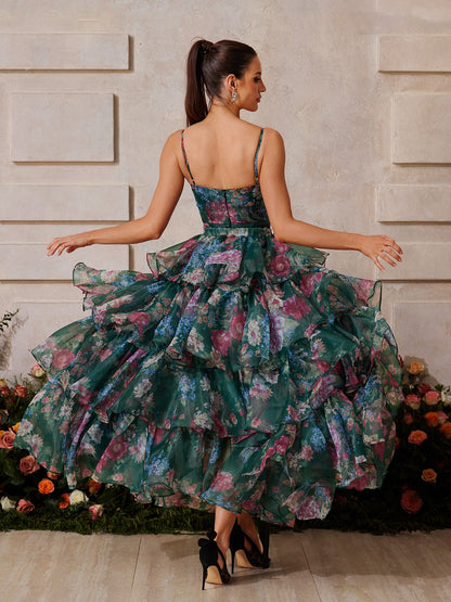 Rhyveth Spagetti Çiçek Desenli Etek Takımı