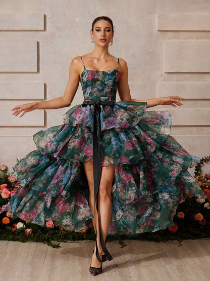 Rhyveth Spagetti Çiçek Desenli Etek Takımı