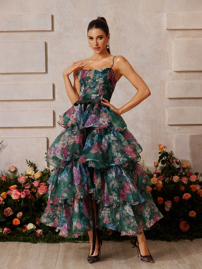 Rhyveth Spagetti Çiçek Desenli Etek Takımı