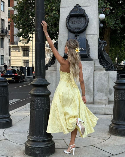 Esmeralda | Kayışsız Askısız Midi Elbise