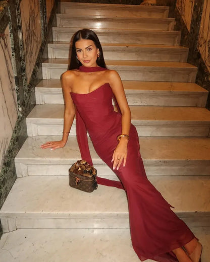 Aniyah | Askısız Bodycon Maxi Elbise