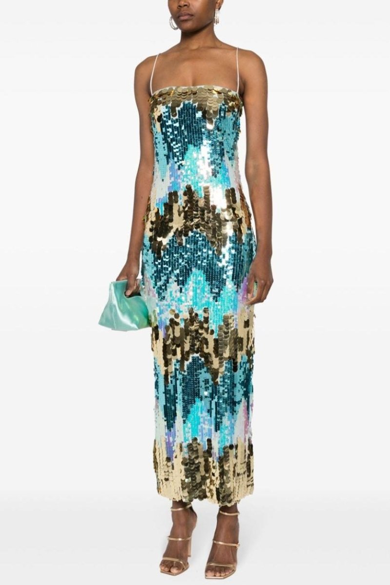 Moira Payetler Cami Maxi Elbise