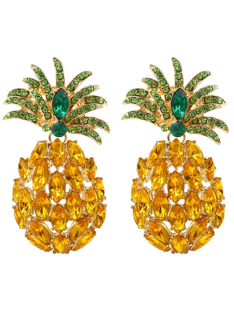 Ananas Pırlanta Damla Küpe